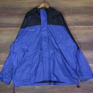 Columbia Vintage Hooded Windbreaker Jacket Mens XXL Blue Black